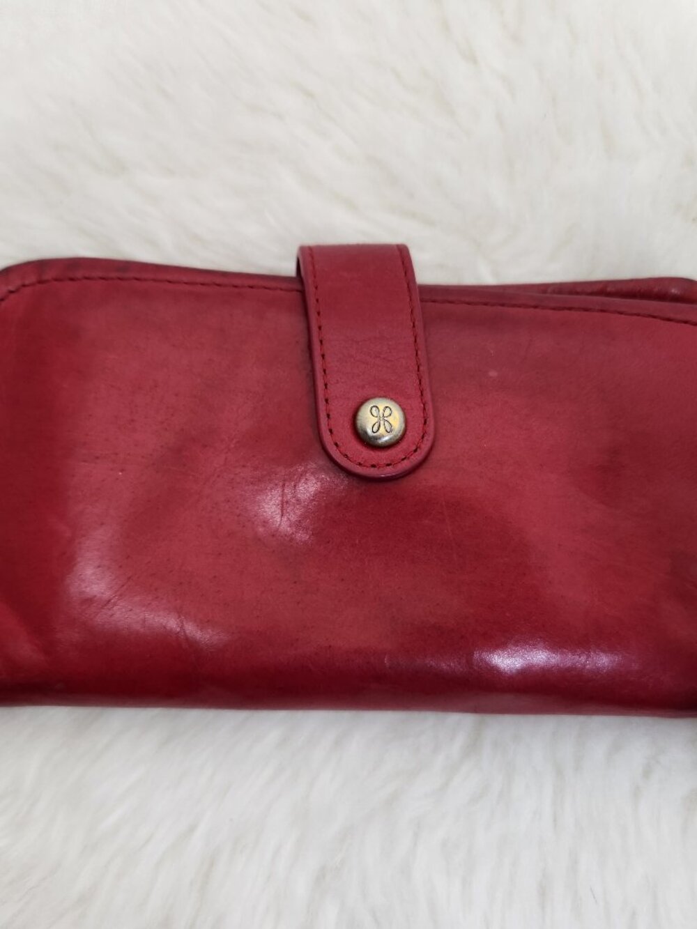 Hobo Rose Red Leather Bifold Snap Wallet